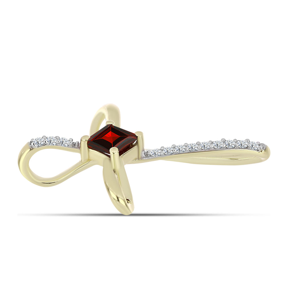 Kříž Pozlacený Stříbrný Přívěsek s Bartonským Granátem a Bílým Topazem 2 