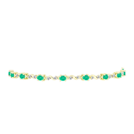 Pozlacené stříbro 925/1000 Náramek s Kolumbijským Smaragdem a Bílým Diamantem - Karátové číslo: 1.81. přibližná hmotnost: 5.42 gramů