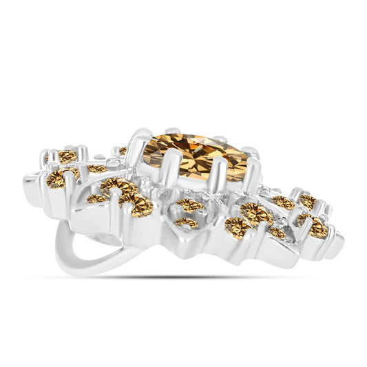 Stříbro 925/1000 - Přívěsek se Šampaňským Moissanitem - Karátové číslo: 0.78. přibližná hmotnost: 1.84 gramů