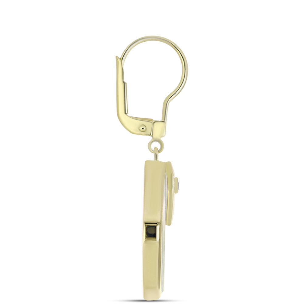 Pozlacené Stříbro 925/1000 - Náušnice s Lasturou a Bílým Topazem - Karátové číslo: 14.67. přibližná hmotnost: 8.9 gramů 2 