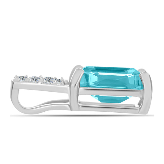 Stříbro 925/1000 - Přívěsek s Paraiba Křemenem a Bílým Topazem - Karátové číslo: 1.41. přibližná hmotnost: 0.94 gramů