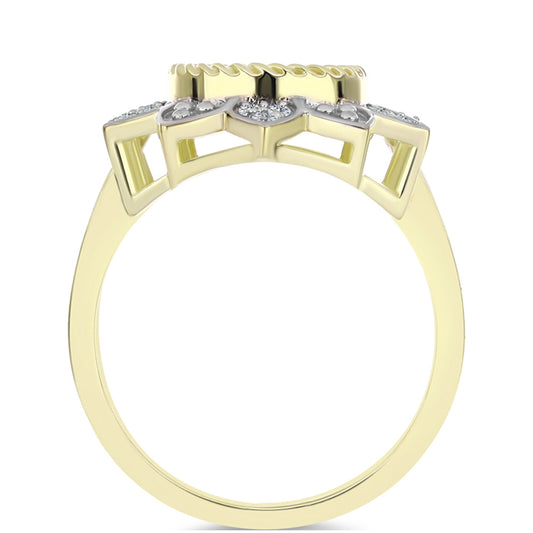 Pozlacené Stříbro 925/1000 - Prsten s Lasturou a Bílým Topazem - Karátové číslo: 1.48. přibližná hmotnost: 4.34 gramů