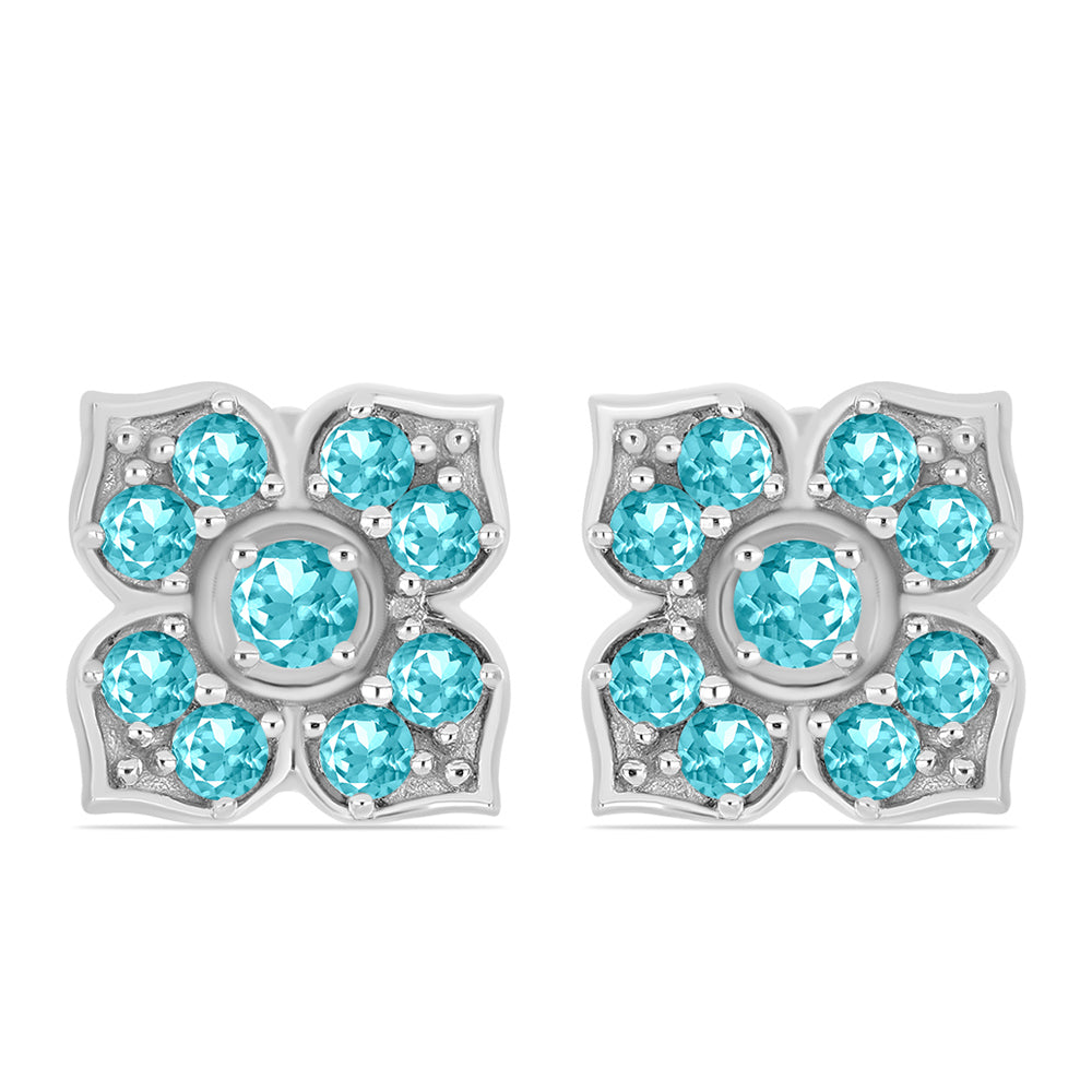 Stříbro 925/1000 - Náušnice s Paraiba Křemenem - Karátové číslo: 2.06. přibližná hmotnost: 5.52 gramů