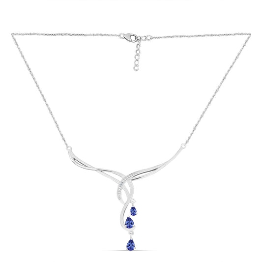 Stříbro 925/1000 - Náhrdelník s AAA Tanzanitem - Karátové číslo: 0.94. přibližná hmotnost: 6 gramů