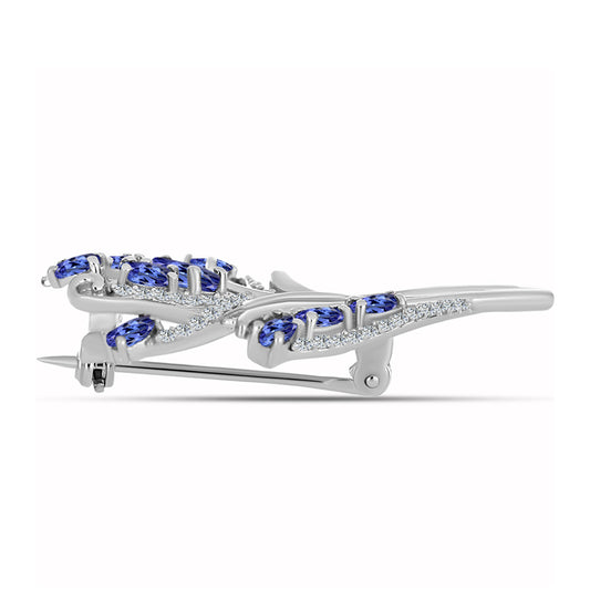 Stříbro 925/1000 - Brož s AAA Tanzanitem - Karátové číslo: 1.26. přibližná hmotnost: 4.63 gramů