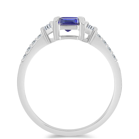 Stříbro 925/1000 - Prsten s AAA Tanzanitem a Bílým Topazem - Karátové číslo: 1.34. přibližná hmotnost: 2.46 gramů