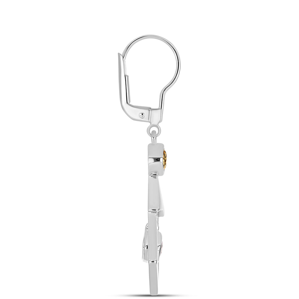 Stříbro 925/1000 - Náušnice se Šampaňským Moissanitem - Karátové číslo: 0.95. přibližná hmotnost: 4.33 gramů 2 