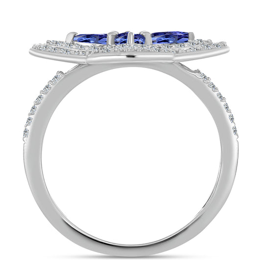 Stříbro 925/1000 - Prsten s AAA Tanzanitem - Karátové číslo: 1.49. přibližná hmotnost: 4.34 gramů