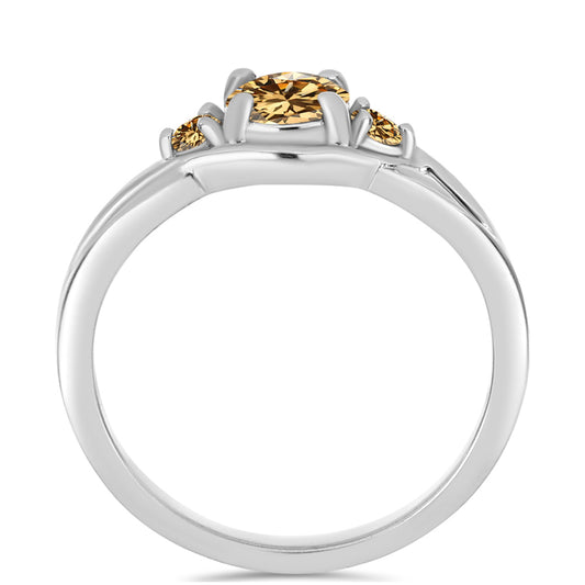 Stříbro 925/1000 - Prsten se Šampaňským Moissanitem - Karátové číslo: 0.71. přibližná hmotnost: 2.52 gramů