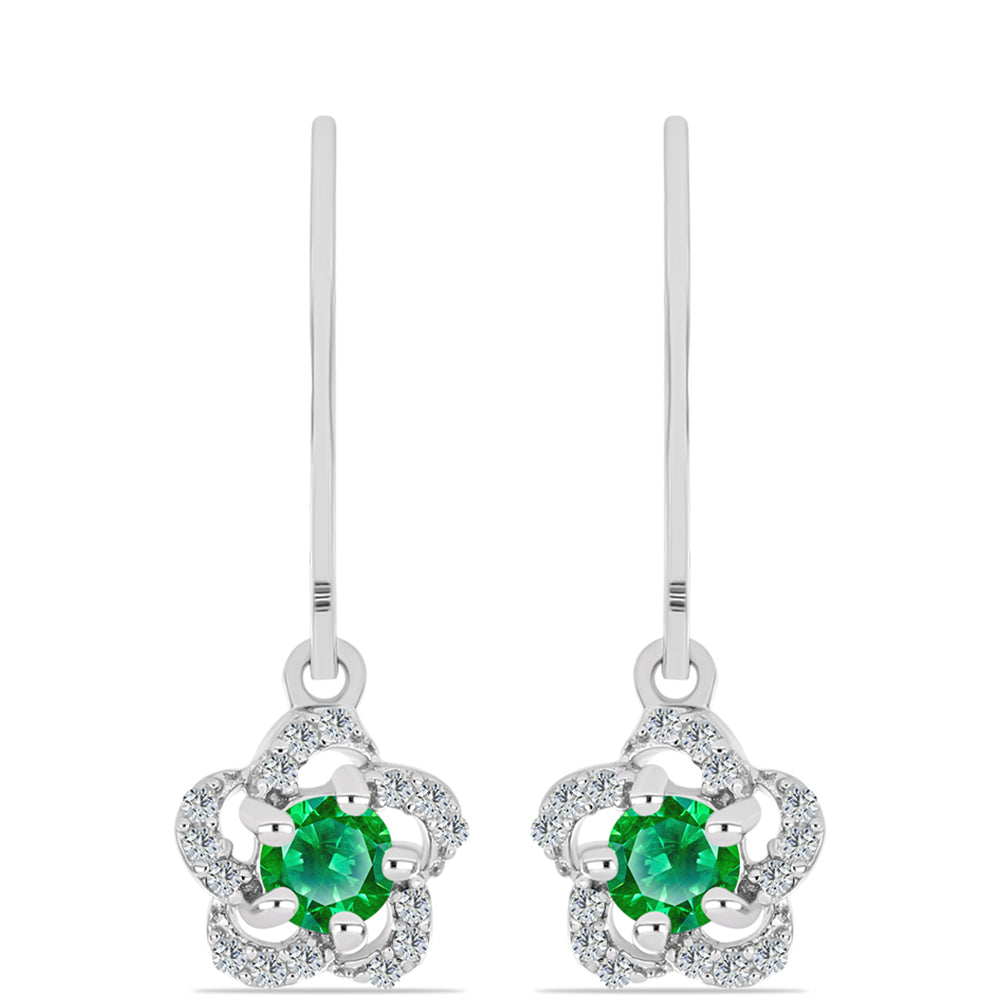 Stříbro 925/1000 - Náušnice s Kijani Granátem a Bílým Topazem - Karátové číslo: 0.69. přibližná hmotnost: 2.06 gramů 1 