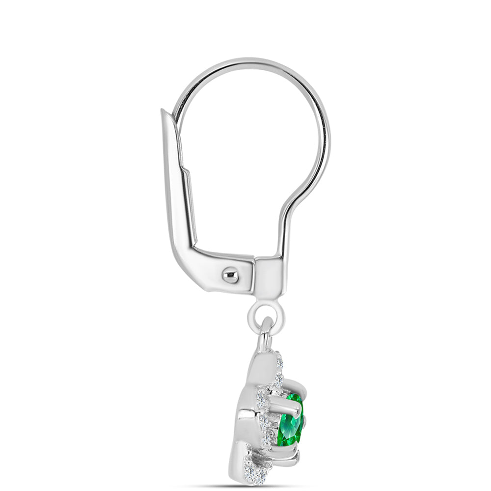 Stříbro 925/1000 - Náušnice s Kijani Granátem a Bílým Topazem - Karátové číslo: 0.69. přibližná hmotnost: 2.06 gramů 2 