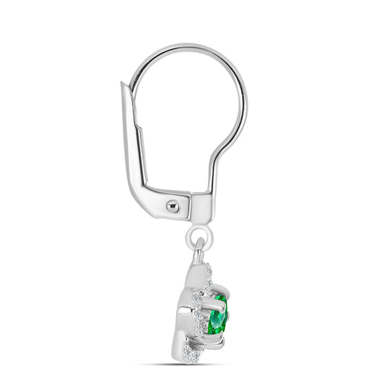 Stříbro 925/1000 - Náušnice s Kijani Granátem a Bílým Topazem - Karátové číslo: 0.69. přibližná hmotnost: 2.06 gramů