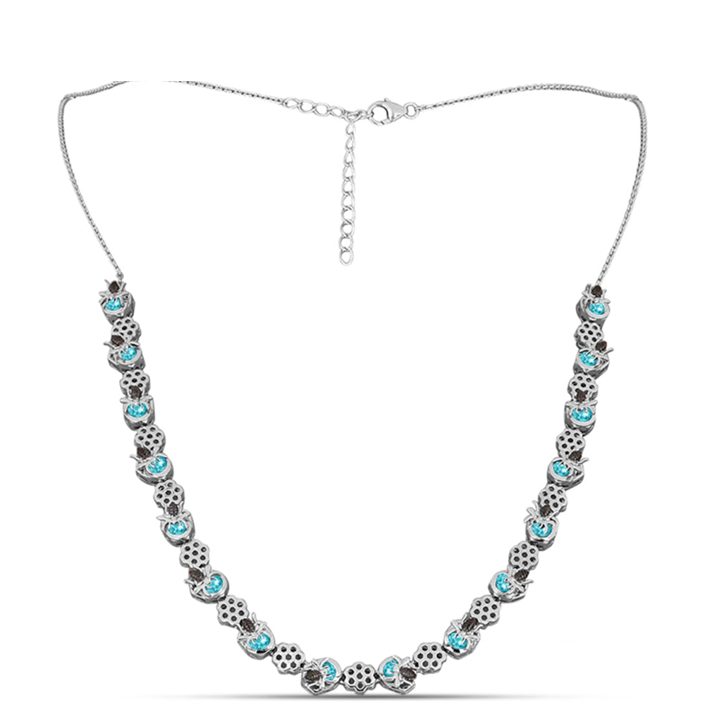 Stříbro 925/1000 - Náhrdelník s Paraiba Křemenem - Karátové číslo: 3.83. přibližná hmotnost: 20.13 gramů 1 