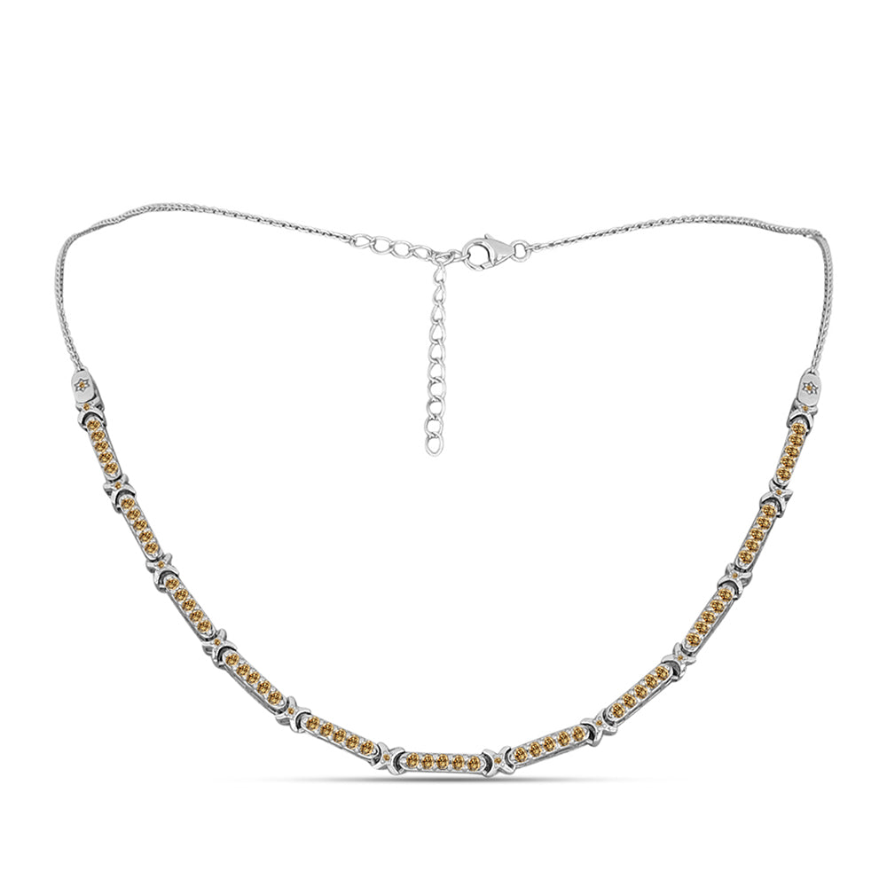 Stříbro 925/1000 - Náhrdelník se Šampaňským Moissanitem - Karátové číslo: 1.95. přibližná hmotnost: 10.02 gramů 1 