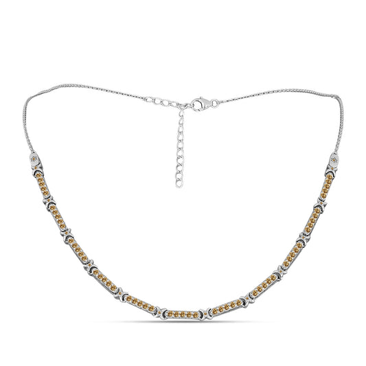 Stříbro 925/1000 - Náhrdelník se Šampaňským Moissanitem - Karátové číslo: 1.95. přibližná hmotnost: 10.02 gramů