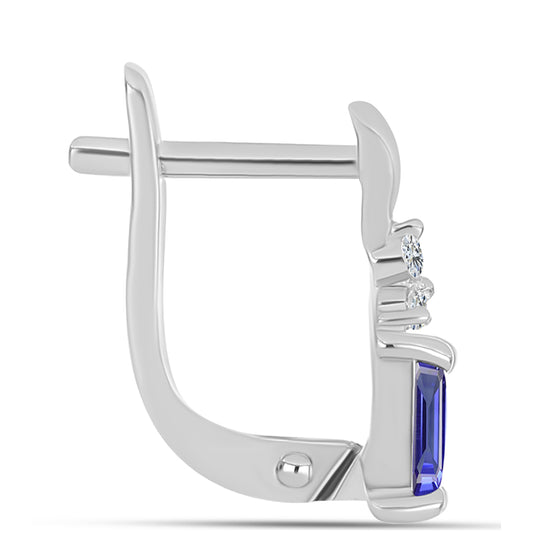 Stříbro 925/1000 - Náušnice s AAA Tanzanitem a Bílým Topazem - Karátové číslo: 0.72. přibližná hmotnost: 2.32 gramů