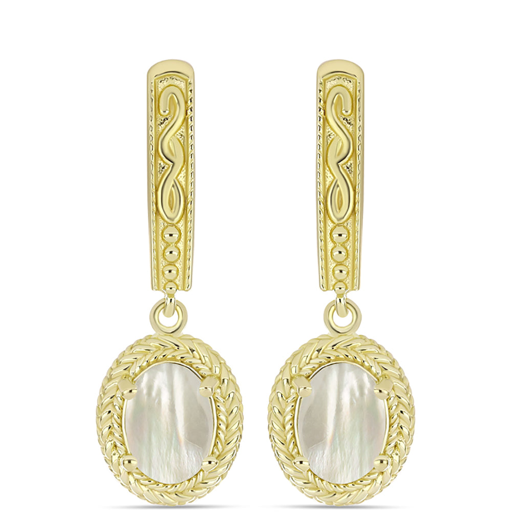 Pozlacené Stříbro 925/1000 - Náušnice s Lasturou - Karátové číslo: 1.82. přibližná hmotnost: 5.5 gramů 1 