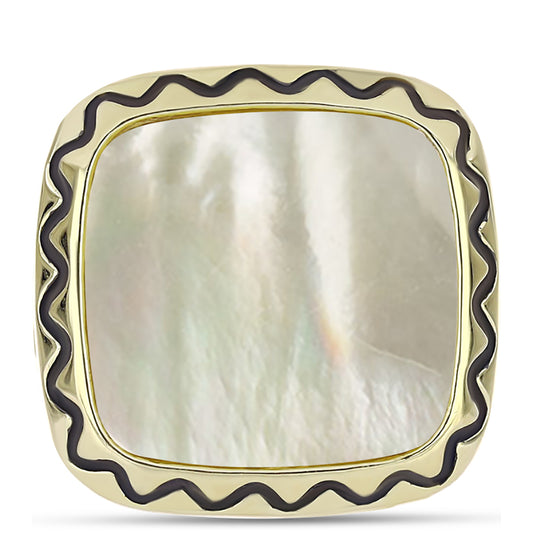 Pozlacené Stříbro 925/1000 - Prsten s Lasturou - Karátové číslo: 6.46. přibližná hmotnost: 7.5 gramů