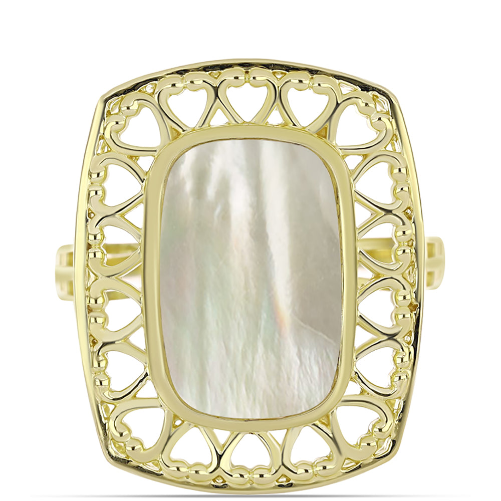 Pozlacené Stříbro 925/1000 - Prsten s Lasturou - Karátové číslo: 4.63. přibližná hmotnost: 7.21 gramů