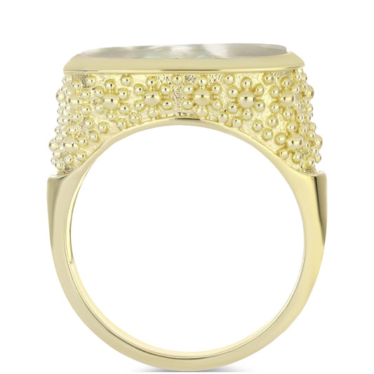 Pozlacené Stříbro 925/1000 - Prsten s Lasturou - Karátové číslo: 4.24. přibližná hmotnost: 5.64 gramů