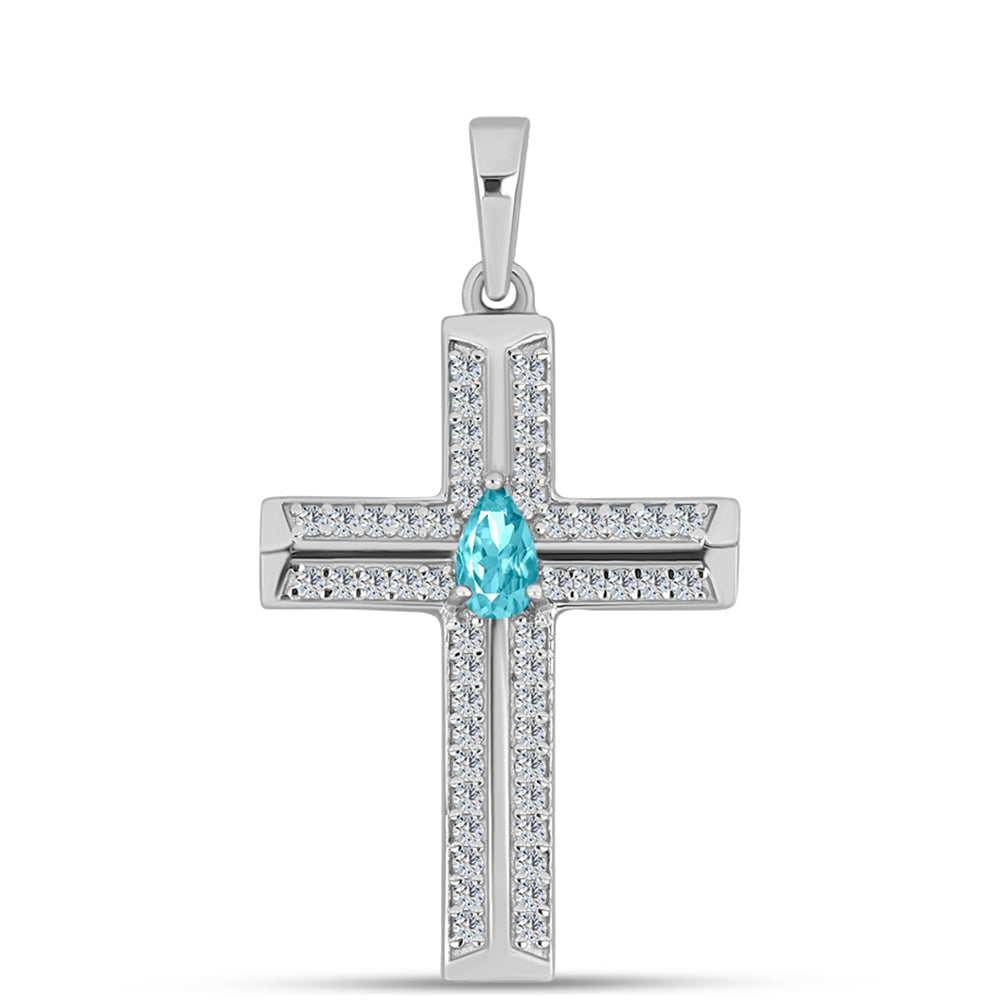 Stříbro 925/1000 - Přívěsek s Paraiba Křemenem a Bílým Topazem - Karátové číslo: 0.51. přibližná hmotnost: 1.95 gramů 1 