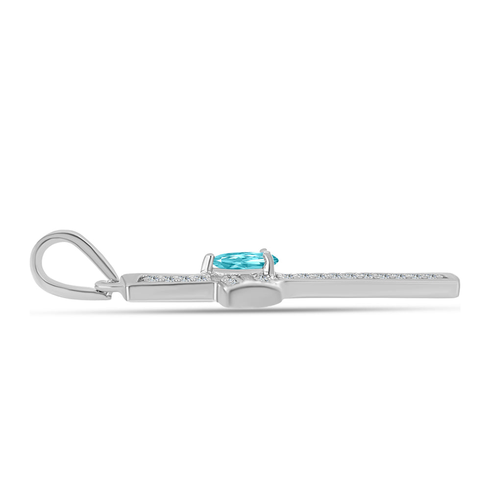 Stříbro 925/1000 - Přívěsek s Paraiba Křemenem a Bílým Topazem - Karátové číslo: 0.51. přibližná hmotnost: 1.95 gramů 2 