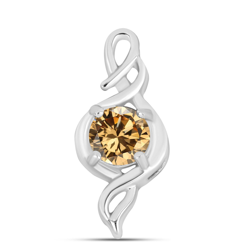 Stříbro 925/1000 - Přívěsek se Šampaňským Moissanitem - Karátové číslo: 0.59. přibližná hmotnost: 1.12 gramů