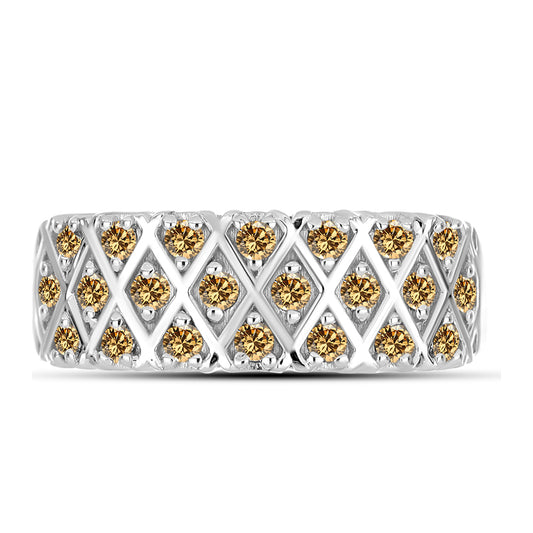 Stříbro 925/1000 - Prsten se Šampaňským Moissanitem - Karátové číslo: 0.54. přibližná hmotnost: 4.31 gramů