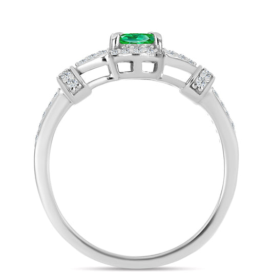 Stříbro 925/1000 - Prsten s Kijani Granátem a Bílým Topazem - Karátové číslo: 0.97. přibližná hmotnost: 3.11 gramů