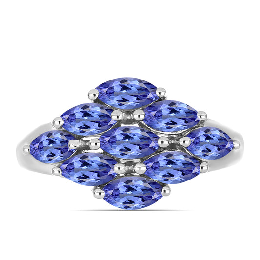 Stříbro 925/1000 - Prsten s AAA Tanzanitem - Karátové číslo: 2.28. přibližná hmotnost: 3.14 gramů