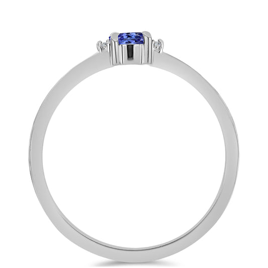 Stříbro 925/1000 - Prsten s AAA Tanzanitem a Bílým Topazem - Karátové číslo: 0.18. přibližná hmotnost: 1.33 gramů