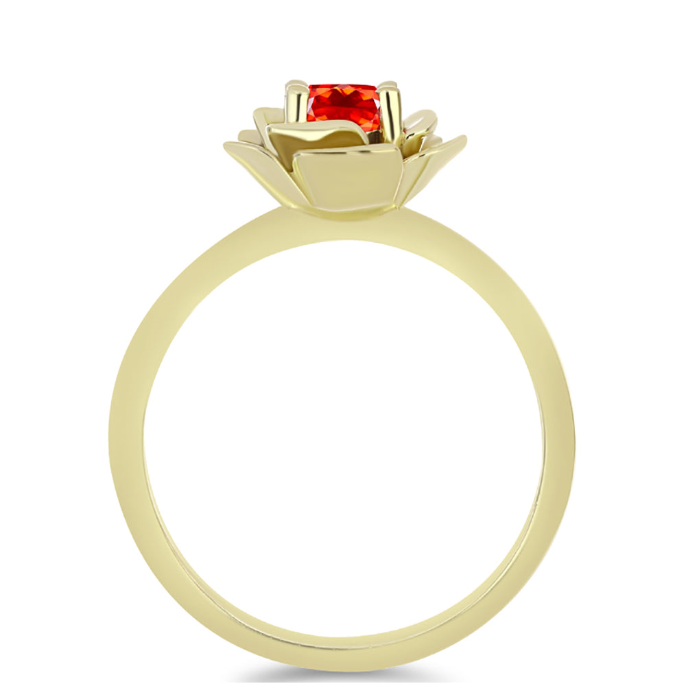 Pozlacené Stříbro 925/1000 - Prsten s Etiopským Červeným Opálem z Lega Dembi - Karátové číslo: 0.29. přibližná hmotnost: 2.91 gramů