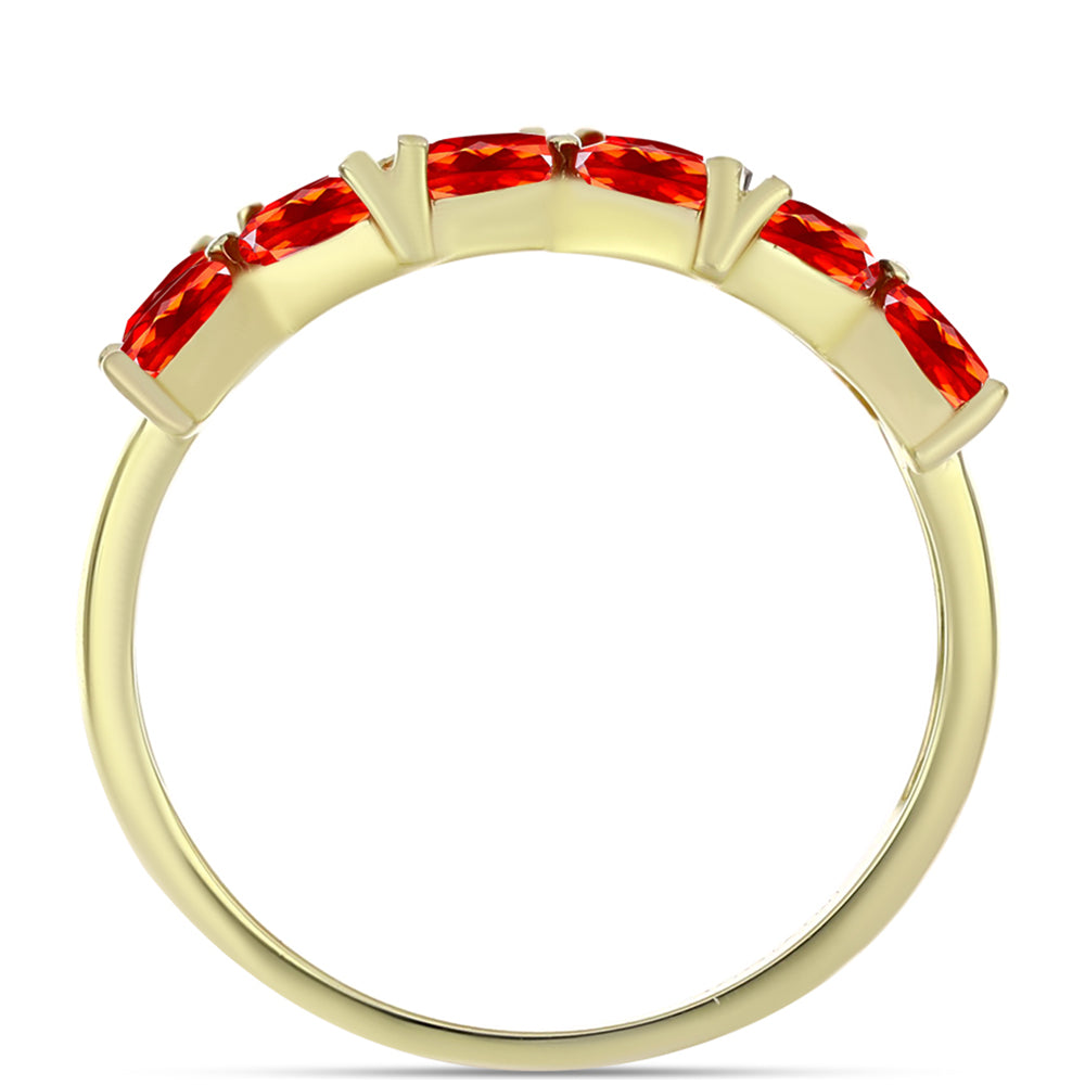 Pozlacené Stříbro 925/1000 - Prsten s Etiopským Červeným Opálem z Lega Dembi a Bílým Topazem - Karátové číslo: 1.31. přibližná hmotnost: 3.65 gramů