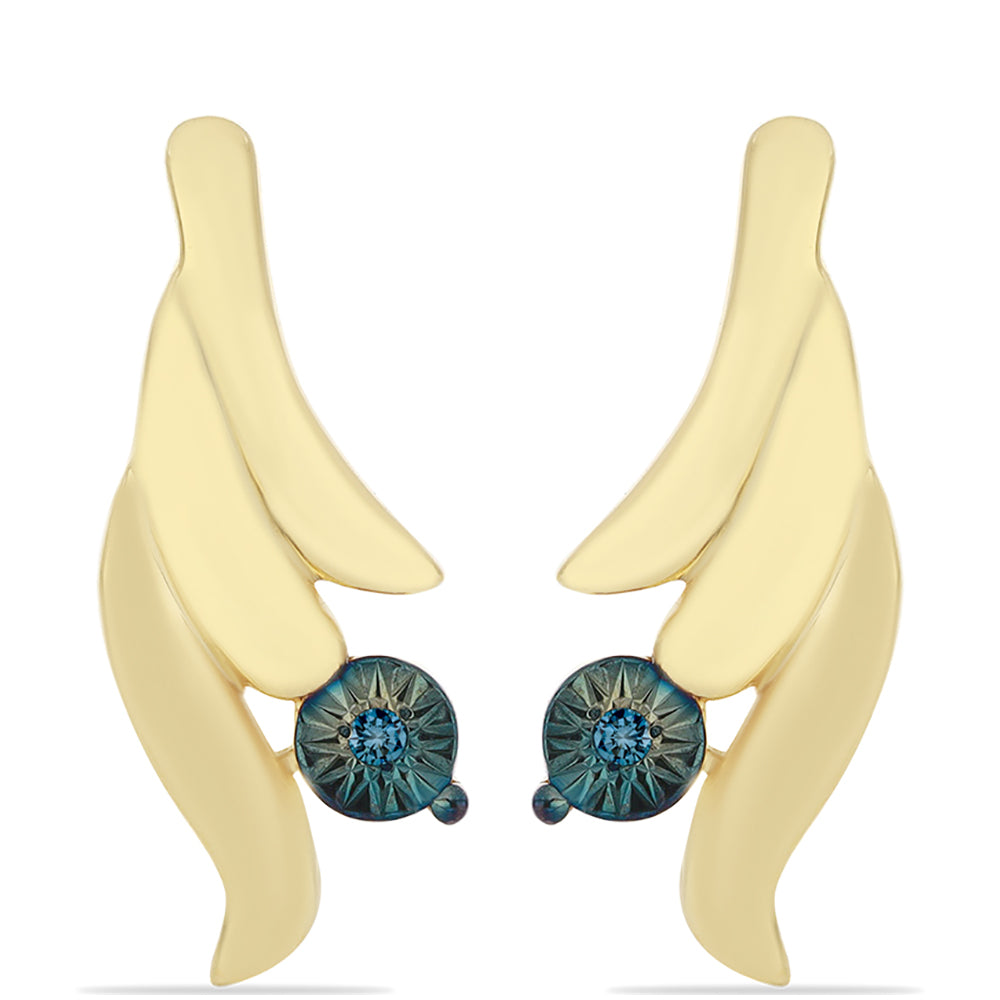 Pozlacené Stříbrné Náušnice s Modrým Diamantem 1 