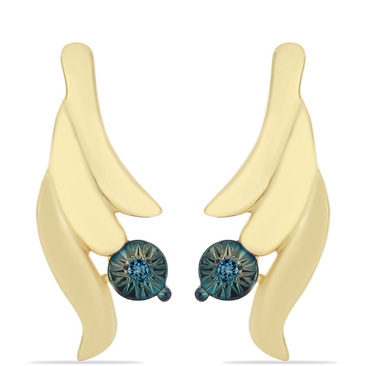 Pozlacené Stříbrné Náušnice s Modrým Diamantem