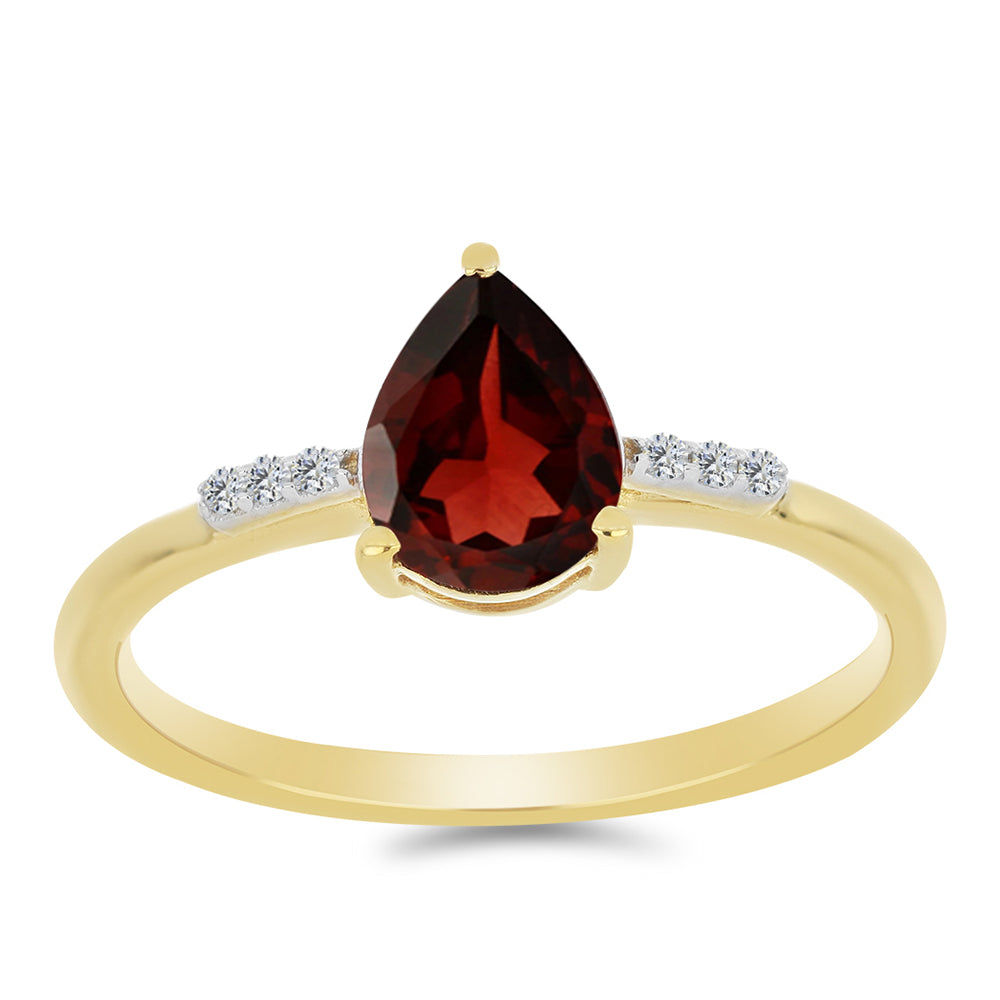 Pozlacený Stříbrný Prsten s Bartonským Granátem a Bílým Zirkonem 3 
