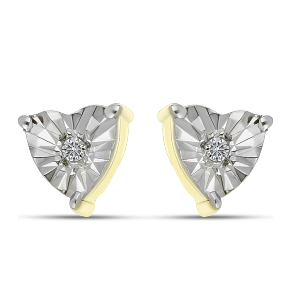 Pozlacené Stříbro 925/1000 - Náušnice s Bílým Diamantem - Karátové číslo: 0.02. přibližná hmotnost: 1.44 gramů