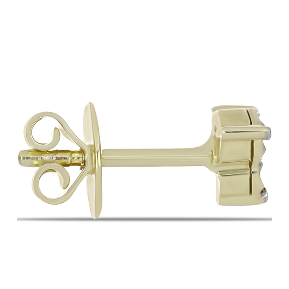 Pozlacené Stříbro 925/1000 - Náušnice s Bílým Diamantem - Karátové číslo: 0.02. přibližná hmotnost: 1.44 gramů 2 