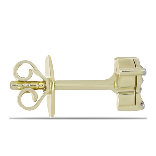 Pozlacené Stříbro 925/1000 - Náušnice s Bílým Diamantem - Karátové číslo: 0.02. přibližná hmotnost: 1.44 gramů