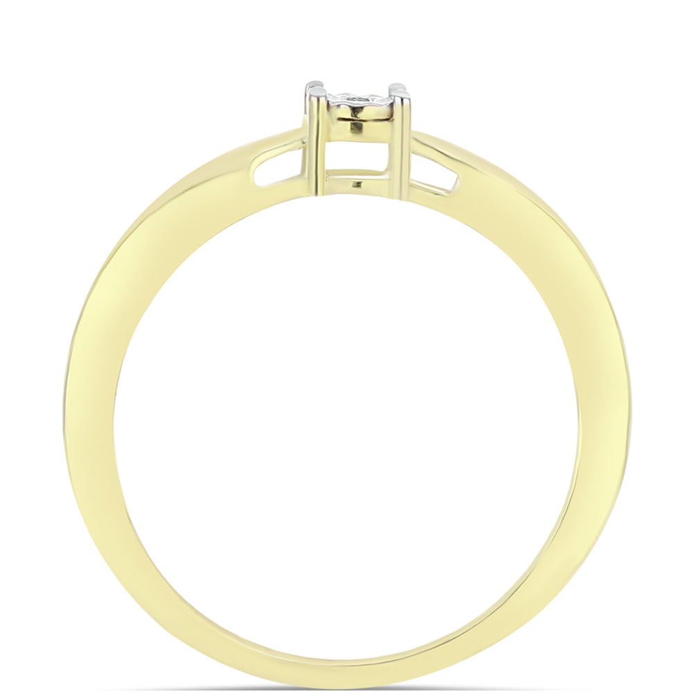 Pozlacené Stříbro 925/1000 - Prsten s Bílým Diamantem - Karátové číslo: 0.01. přibližná hmotnost: 2.22 gramů 2 