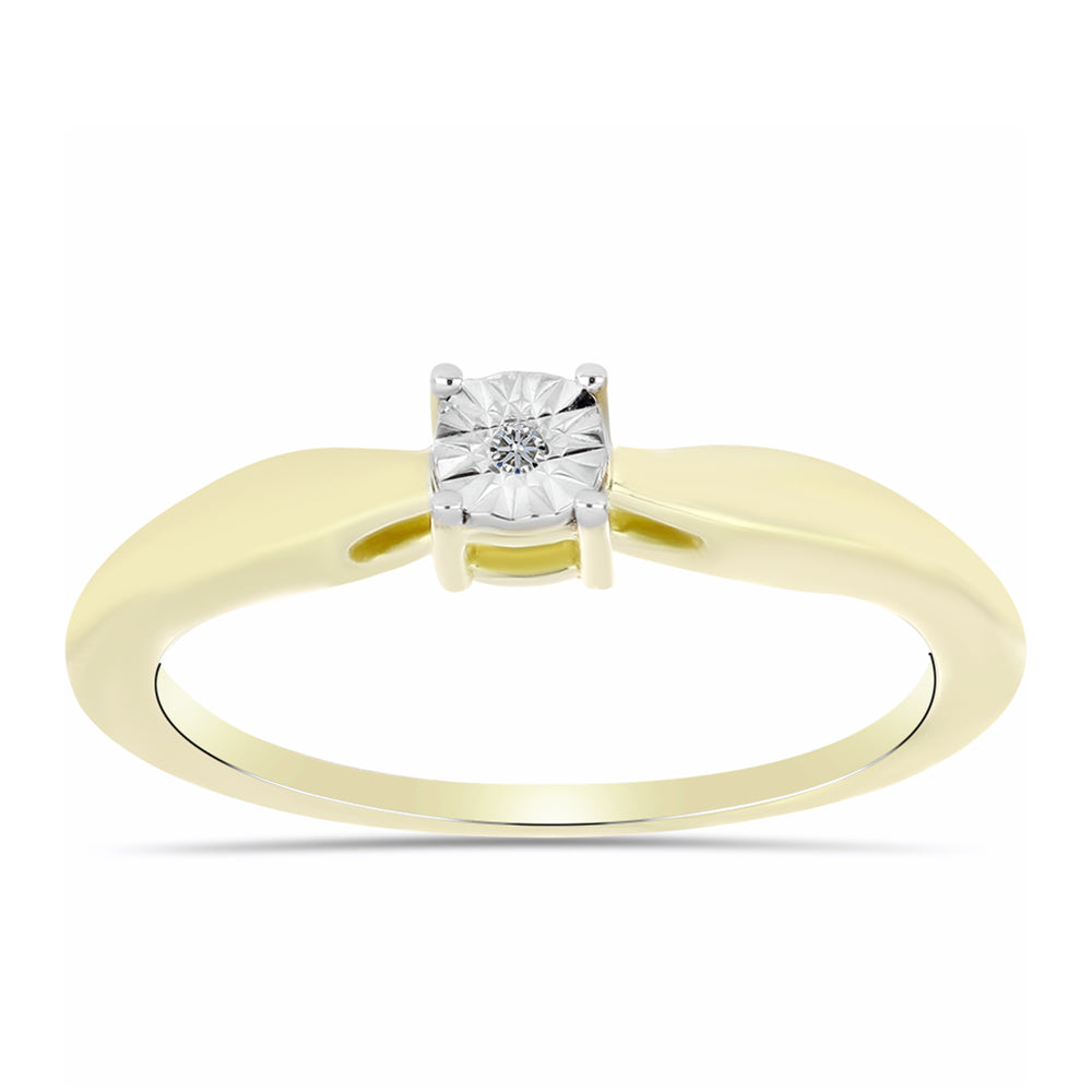 Pozlacené Stříbro 925/1000 - Prsten s Bílým Diamantem - Karátové číslo: 0.01. přibližná hmotnost: 2.22 gramů 3 