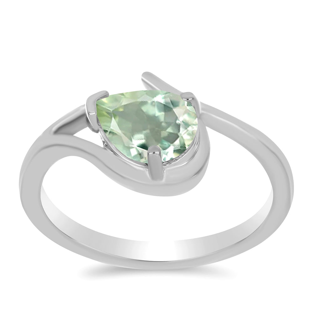 Stříbro 925/1000 - Prsten se Zeleným Ametystem - Karátové číslo: 1.01. přibližná hmotnost: 2.79 gramů 3 