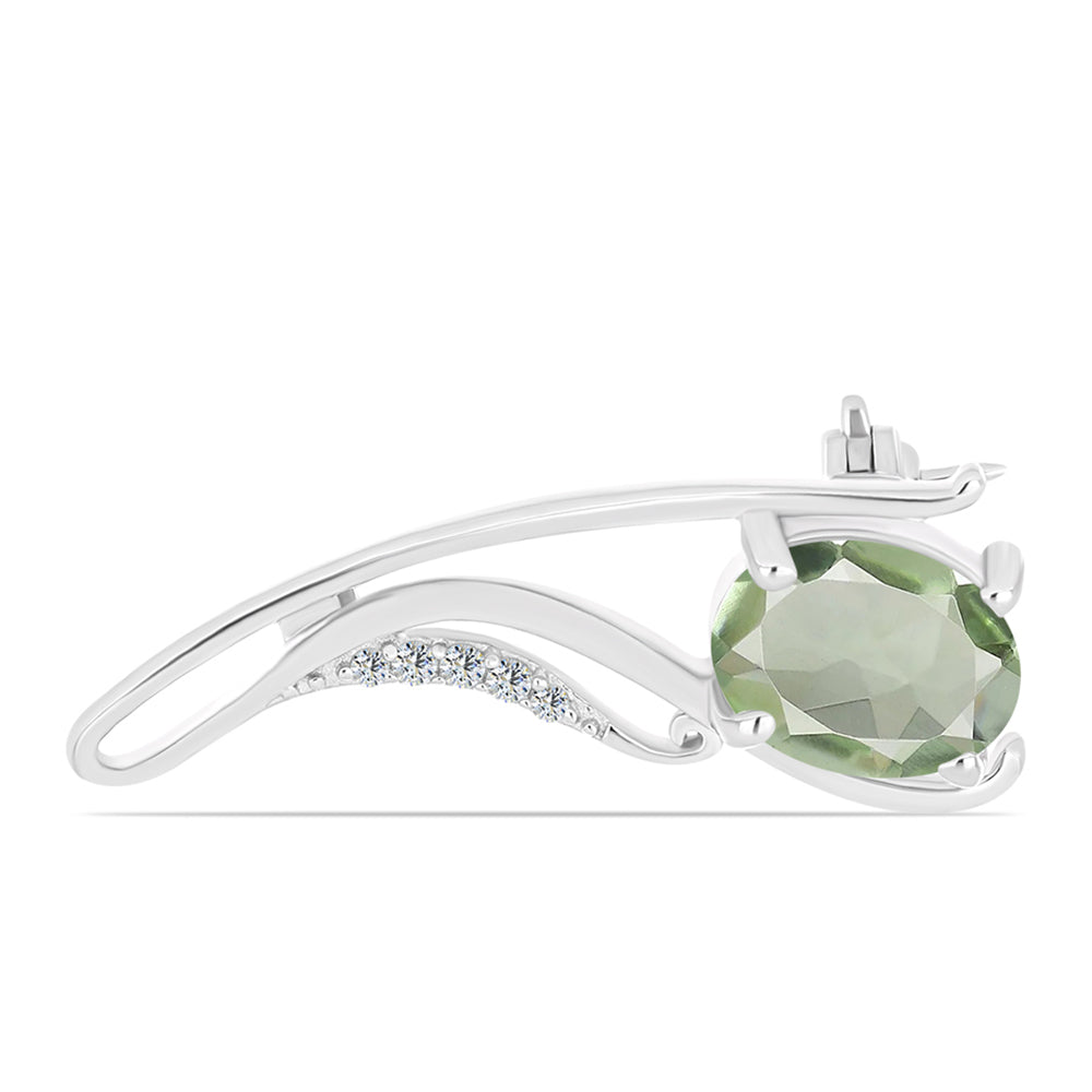 Stříbro 925/1000 - se Zeleným Ametystem a Bílým Topazem - Karátové číslo: 1.76. přibližná hmotnost: 2.51 gramů