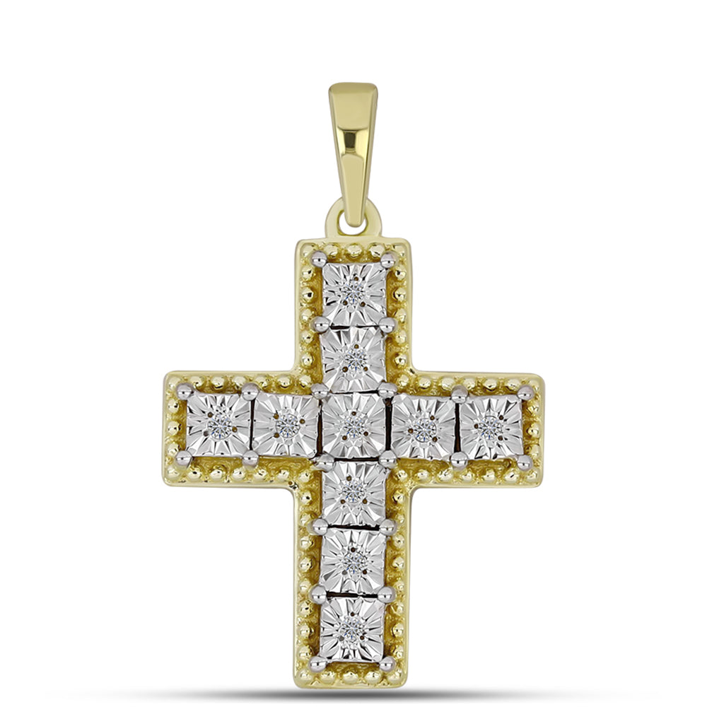 Pozlacené Stříbro 925/1000 - Přívěsek s Bílým Diamantem - Karátové číslo: 0.05. přibližná hmotnost: 2.6 gramů 1 