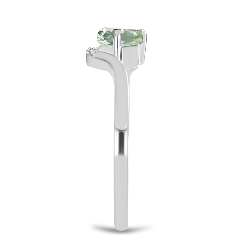 Stříbro 925/1000 - Prsten se Zeleným Ametystem a Bílým Topazem - Karátové číslo: 0.47. přibližná hmotnost: 2.03 gramů 4 
