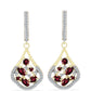 Pozlacené Stříbro 925/1000 - Náušnice s Rhodolitovým Granátem a Bílým Topazem - Karátové číslo: 2.77. přibližná hmotnost: 6.85 gramů