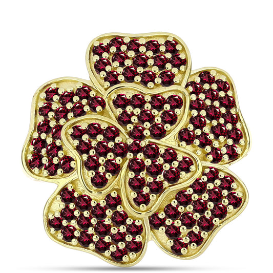 Pozlacené Stříbro 925/1000 - Prsten s Rhodolitovým Granátem - Karátové číslo: 1.95. přibližná hmotnost: 7.39 gramů