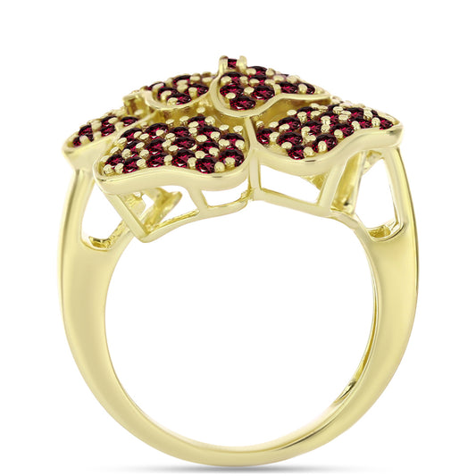 Pozlacené Stříbro 925/1000 - Prsten s Rhodolitovým Granátem - Karátové číslo: 1.95. přibližná hmotnost: 7.39 gramů