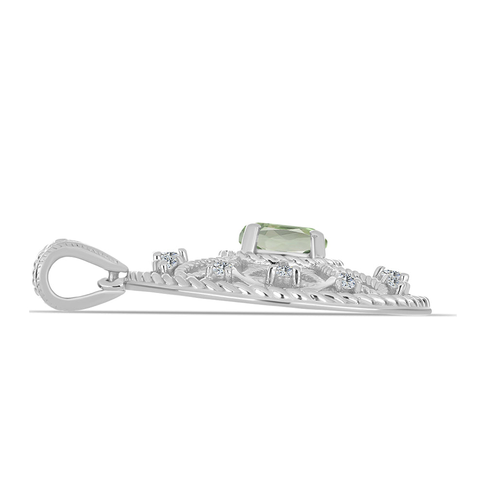 Stříbro 925/1000 - Přívěsek se Zeleným Ametystem - Karátové číslo: 1.42. přibližná hmotnost: 4.59 gramů 2 