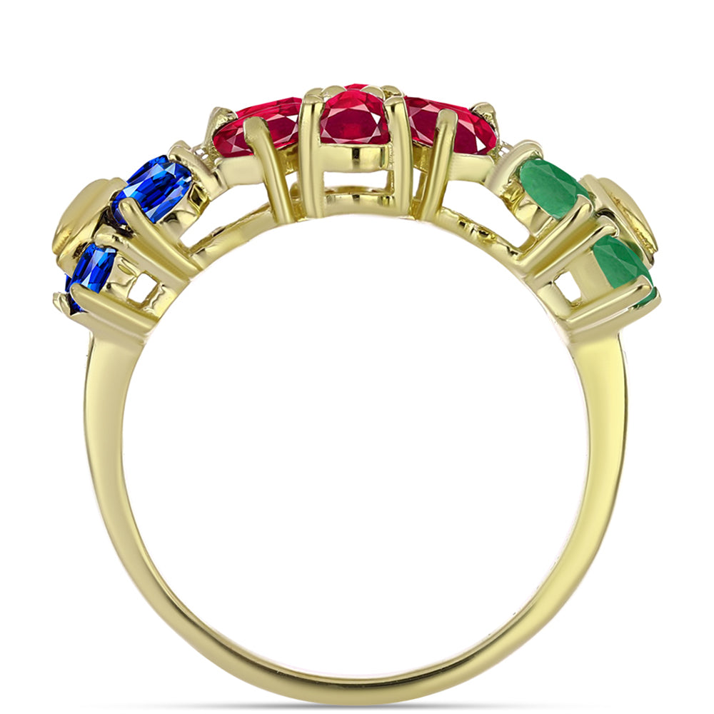 Pozlacené Stříbro 925/1000 - Prsten s Madagaskarským Rubínem a Australským Modrým Safírem - Karátové číslo: 3.1. přibližná hmotnost: 4.19 gramů 3 